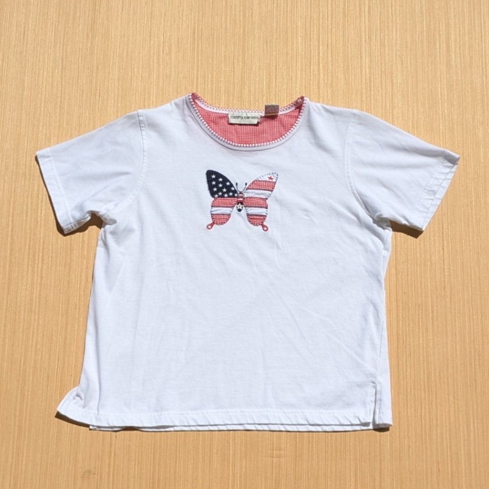 Vintage Cathy Daniels Butterfly American Flag Short Sleeve T-Shirt Womens Medium